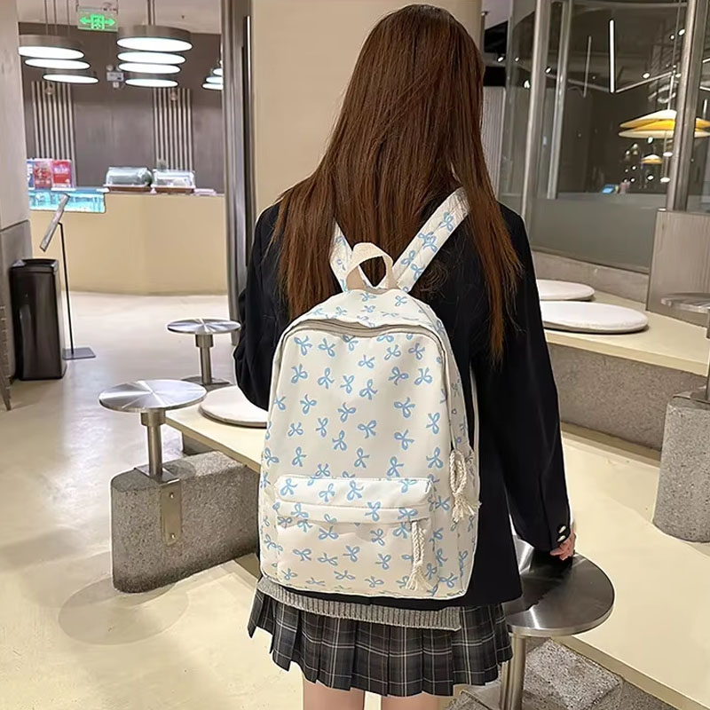 Women Bags Large - Damski plecak nylonowy w kwiaty, 6