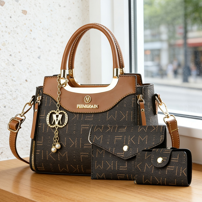 Women Bags Large - 3-częściowy zestaw torebek z nadrukowanymi literami