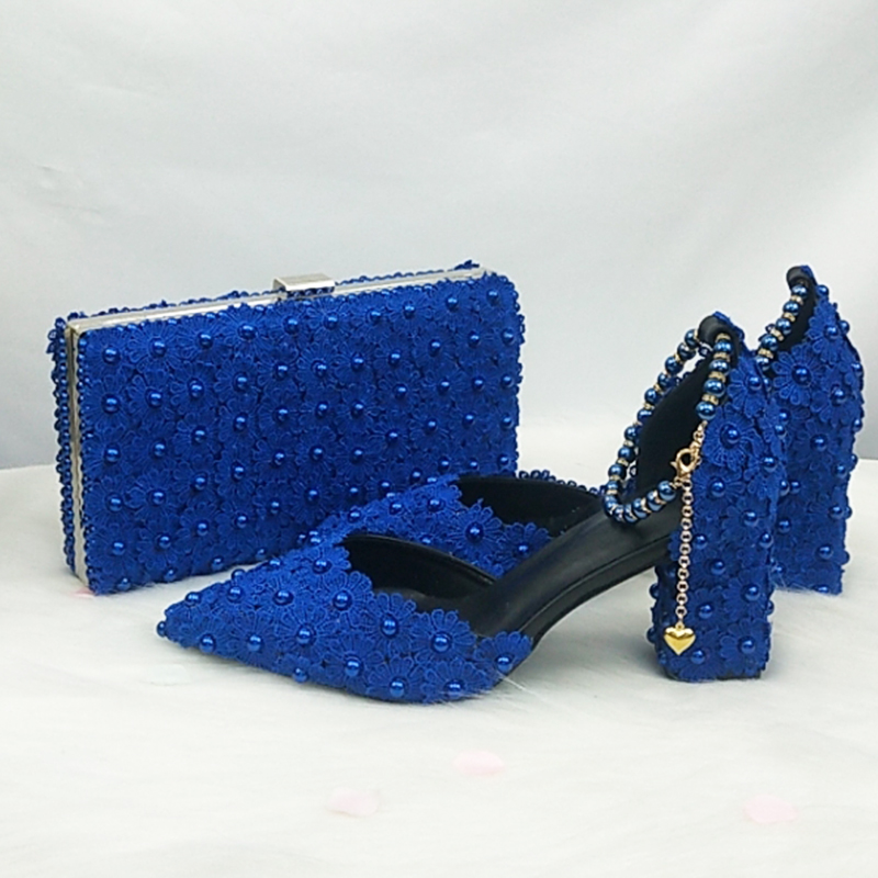 Women Bags And Shoes - Zestaw: buty ślubne BaoYa Fang, niebiesko-białe,